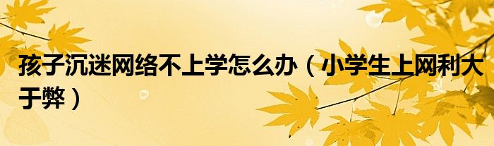 孩子沉迷网络不上学怎么办（小学生上网利大于弊）