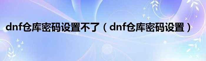 dnf仓库密码设置不了（dnf仓库密码设置）
