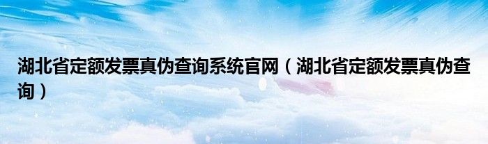 湖北省定额发票真伪查询系统官网（湖北省定额发票真伪查询）