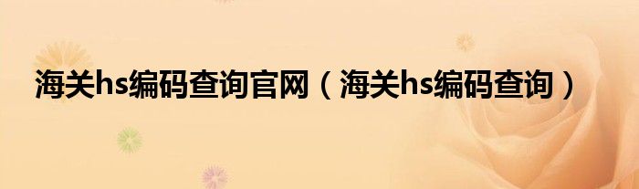 海关hs编码查询官网（海关hs编码查询）