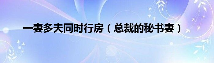 一妻多夫同时行房（总裁的秘书妻）