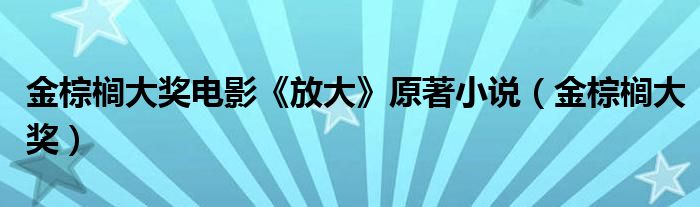 金棕榈大奖电影《放大》原著小说（金棕榈大奖）