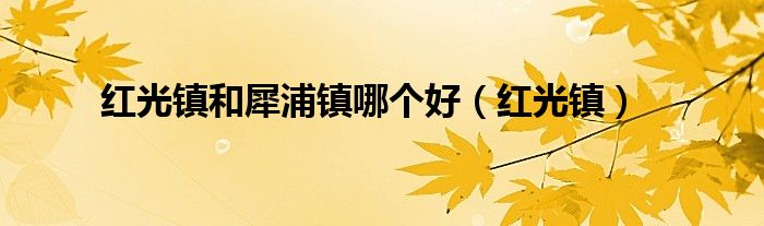 红光镇和犀浦镇哪个好（红光镇）