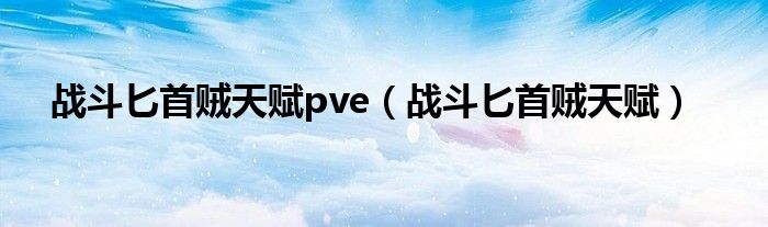 战斗匕首贼天赋pve（战斗匕首贼天赋）