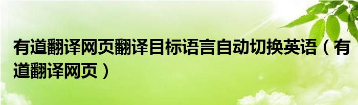 有道翻译网页翻译目标语言自动切换英语（有道翻译网页）