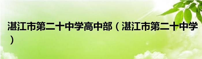 湛江市第二十中学高中部（湛江市第二十中学）