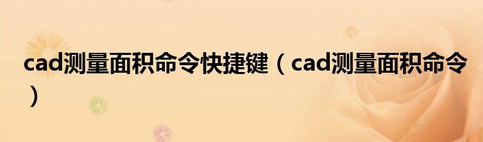 cad测量面积命令快捷键（cad测量面积命令）