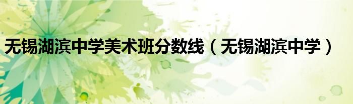 无锡湖滨中学美术班分数线（无锡湖滨中学）