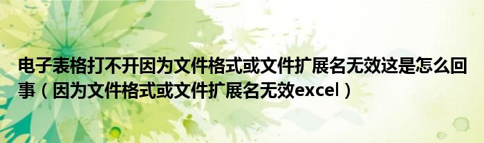 电子表格打不开因为文件格式或文件扩展名无效这是怎么回事（因为文件格式或文件扩展名无效excel）