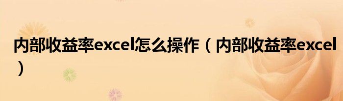 内部收益率excel怎么操作（内部收益率excel）