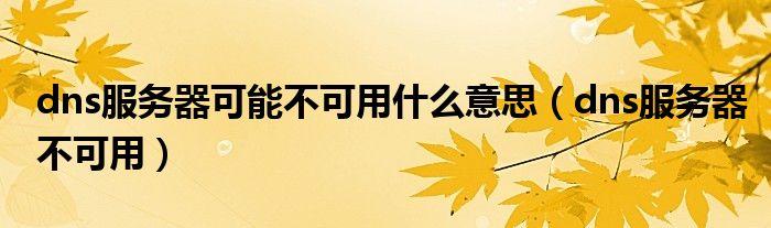 dns服务器可能不可用什么意思（dns服务器不可用）