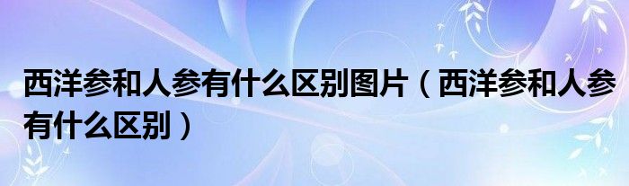 西洋参和人参有什么区别图片（西洋参和人参有什么区别）