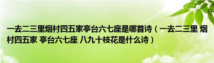 一去二三里烟村四五家亭台六七座是哪首诗（一去二三里 烟村四五家 亭台六七座 八九十枝花是什么诗）