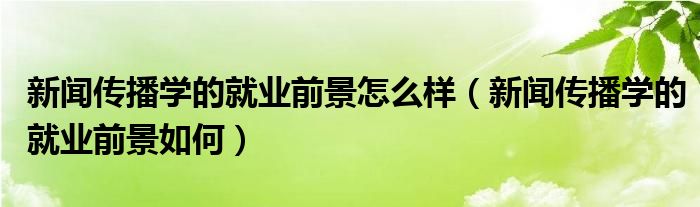 新闻传播学的就业前景怎么样（新闻传播学的就业前景如何）