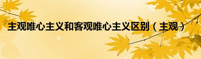 主观唯心主义和客观唯心主义区别（主观）