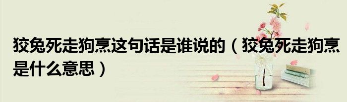 狡兔死走狗烹这句话是谁说的（狡兔死走狗烹是什么意思）