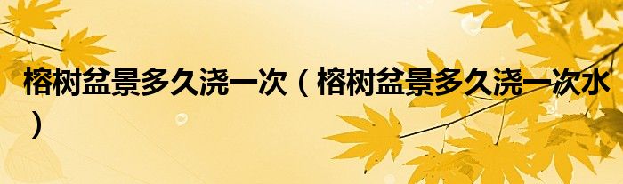 榕树盆景多久浇一次（榕树盆景多久浇一次水）