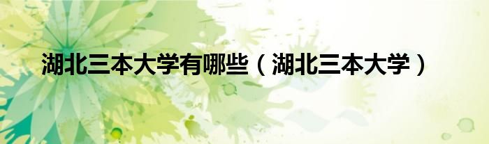 湖北三本大学有哪些（湖北三本大学）