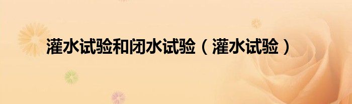 灌水试验和闭水试验（灌水试验）