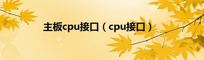 主板cpu接口（cpu接口）