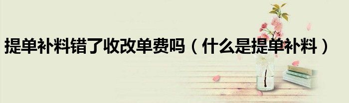 提单补料错了收改单费吗（什么是提单补料）