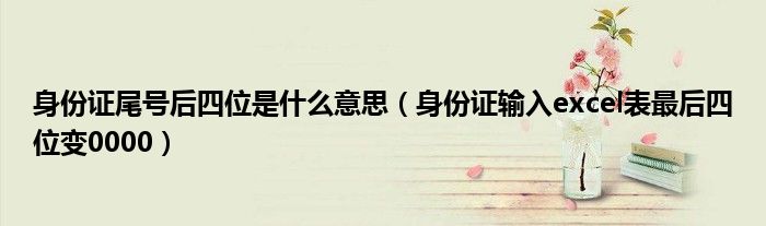 身份证尾号后四位是什么意思（身份证输入excel表最后四位变0000）