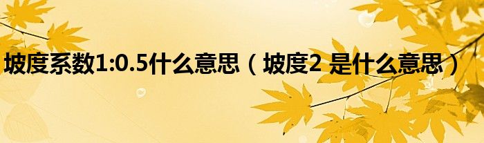 坡度系数1:0.5什么意思（坡度2 是什么意思）