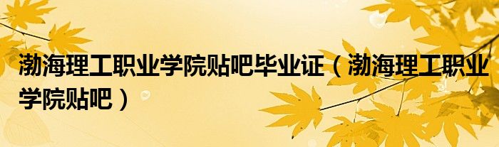 渤海理工职业学院贴吧毕业证（渤海理工职业学院贴吧）