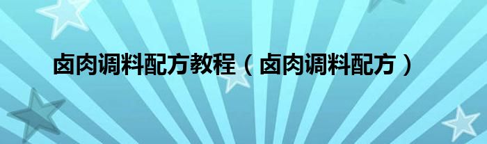 卤肉调料配方教程（卤肉调料配方）