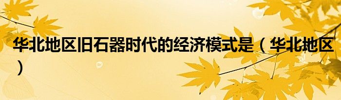 华北地区旧石器时代的经济模式是（华北地区）