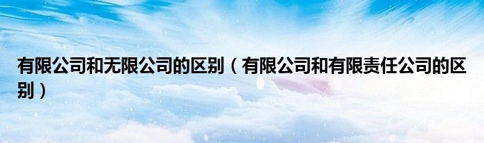 有限公司和无限公司的区别（有限公司和有限责任公司的区别）