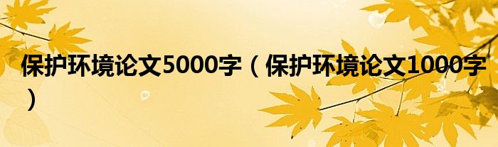 保护环境论文5000字（保护环境论文1000字）