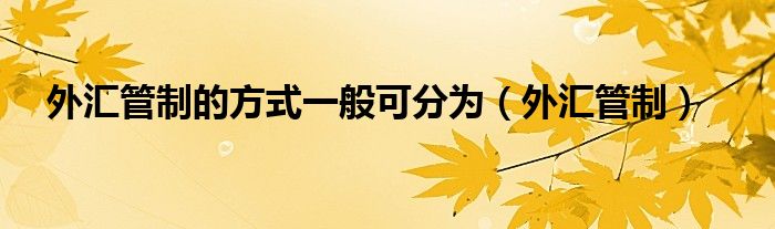 外汇管制的方式一般可分为（外汇管制）