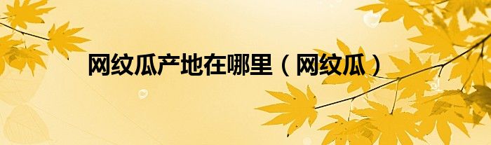 网纹瓜产地在哪里（网纹瓜）