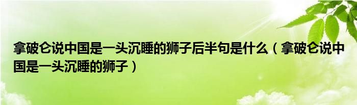 拿破仑说中国是一头沉睡的狮子后半句是什么（拿破仑说中国是一头沉睡的狮子）