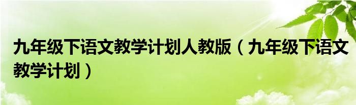 九年级下语文教学计划人教版（九年级下语文教学计划）