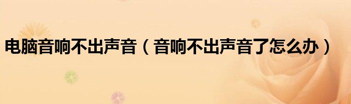 电脑音响不出声音（音响不出声音了怎么办）