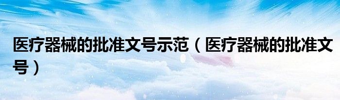 医疗器械的批准文号示范（医疗器械的批准文号）