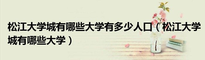 松江大学城有哪些大学有多少人口（松江大学城有哪些大学）