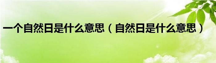 一个自然日是什么意思（自然日是什么意思）