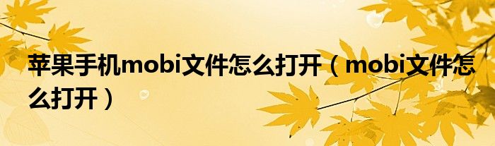 苹果手机mobi文件怎么打开（mobi文件怎么打开）