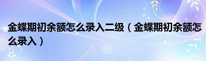 金蝶期初余额怎么录入二级（金蝶期初余额怎么录入）