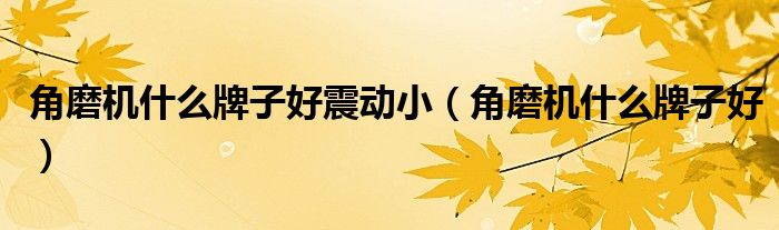 角磨机什么牌子好震动小（角磨机什么牌子好）