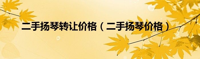 二手扬琴转让价格（二手扬琴价格）