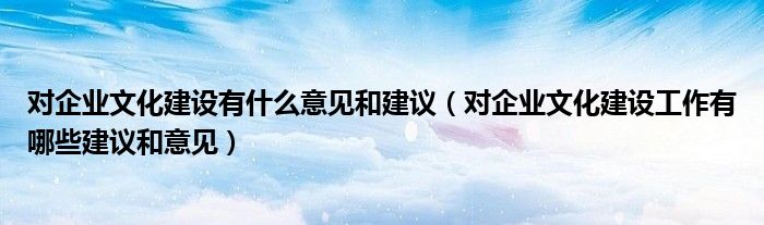 对企业文化建设有什么意见和建议（对企业文化建设工作有哪些建议和意见）