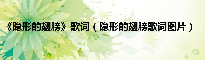 《隐形的翅膀》歌词（隐形的翅膀歌词图片）