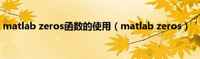 matlab zeros函数的使用（matlab zeros）