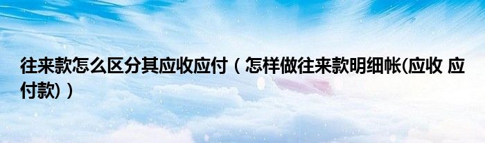 往来款怎么区分其应收应付（怎样做往来款明细帐(应收 应付款)）