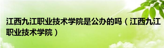 江西九江职业技术学院是公办的吗（江西九江职业技术学院）