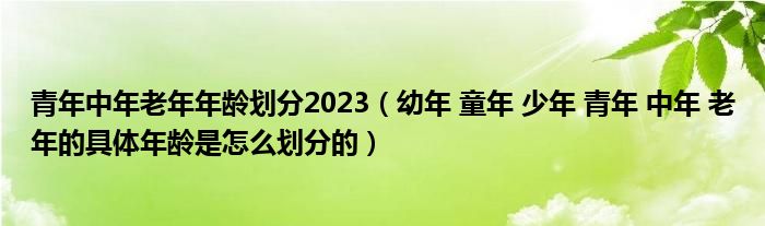 青年中年老年年龄划分2023（幼年 童年 少年 青年 中年 老年的具体年龄是怎么划分的）